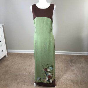 Vintage Fancy Lady Sleeveless Linen Maxi 14 Green